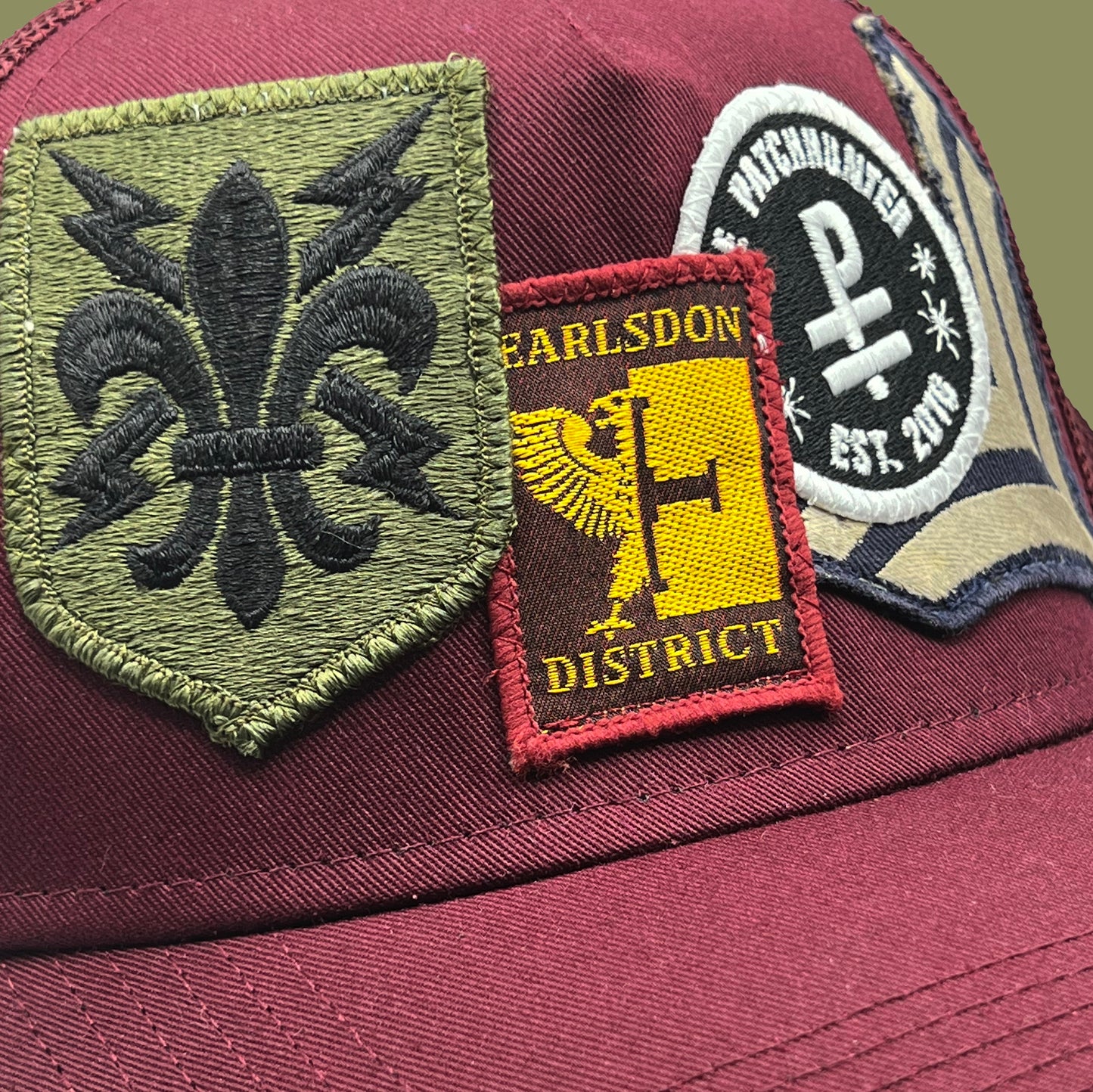 Maroon Patched Trucker Hat