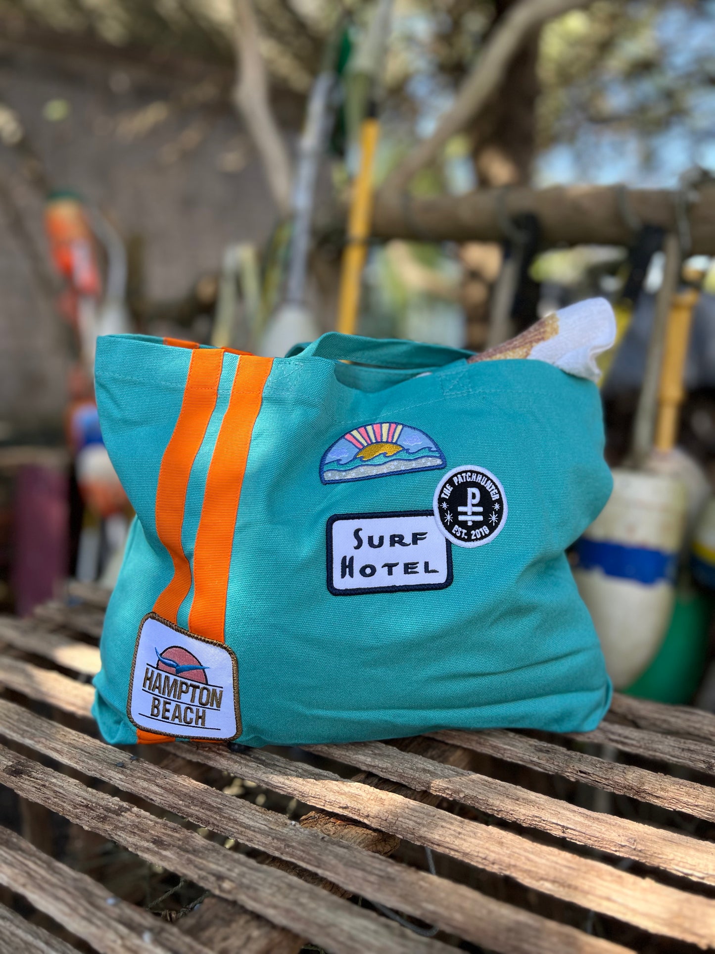 Hampton Beach Vintage Pennant Tote