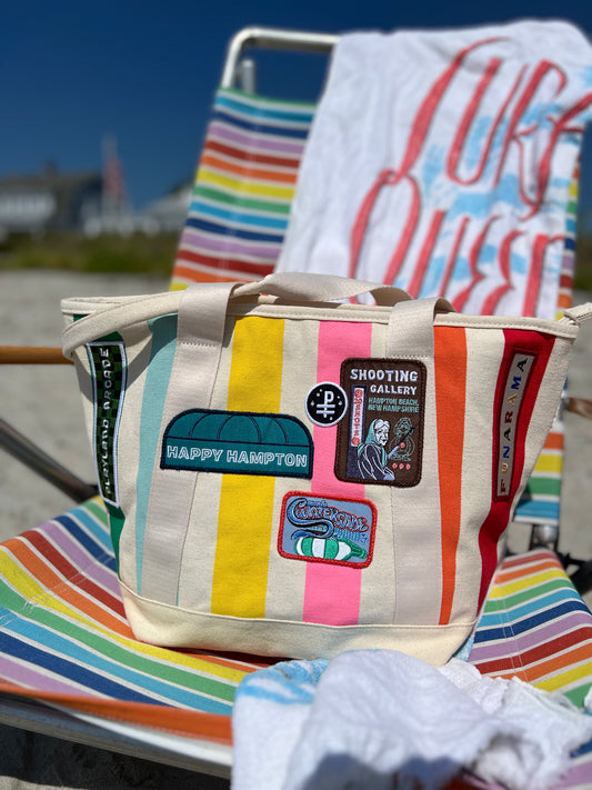 Hampton Beach Rainbow - Vintage Pennant Tote