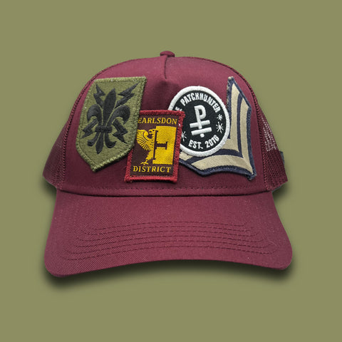 Maroon Patched Trucker Hat