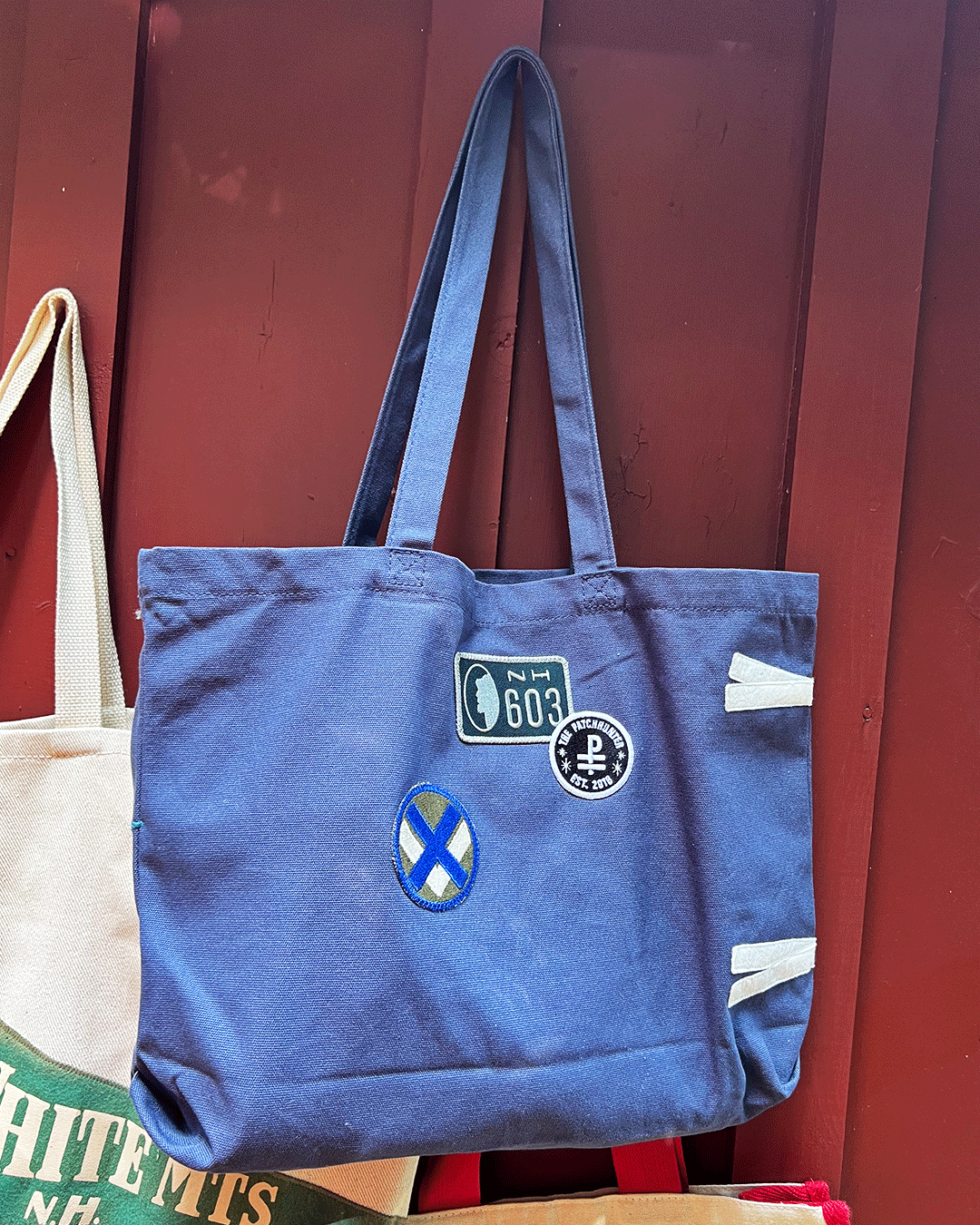 White Mountains NH - Blue Vintage Pennant Tote
